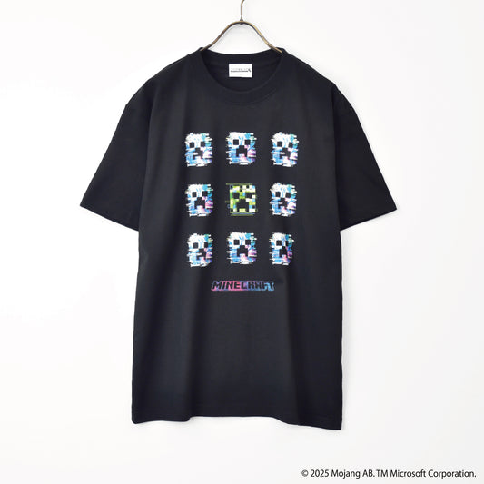 MINECRAFT【マインクラフト】 グリッチデザイン 9連クリーパー Tシャツ